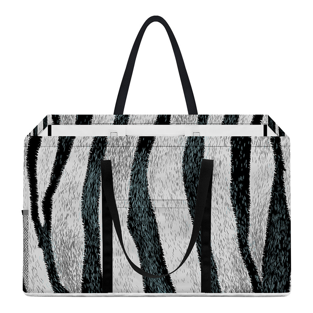 White Tiger Stripe Pattern Print Utility Tote Bag
