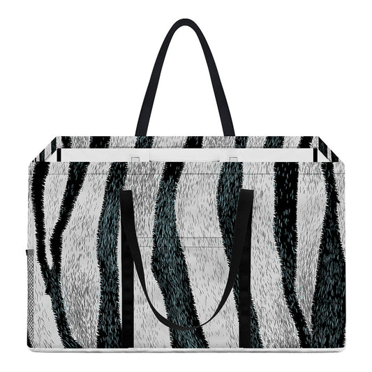 White Tiger Stripe Pattern Print Utility Tote Bag