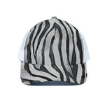 White Tiger Stripe Pattern Print White Mesh Trucker Cap