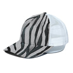 White Tiger Stripe Pattern Print White Mesh Trucker Cap