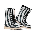 White Tiger Stripe Pattern Print Winter Boots