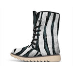 White Tiger Stripe Pattern Print Winter Boots