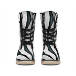 White Tiger Stripe Pattern Print Winter Boots