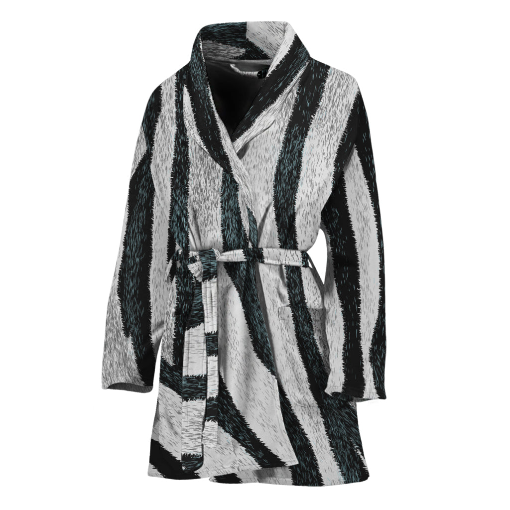 White Tiger Stripe Pattern Print Women's Bathrobe