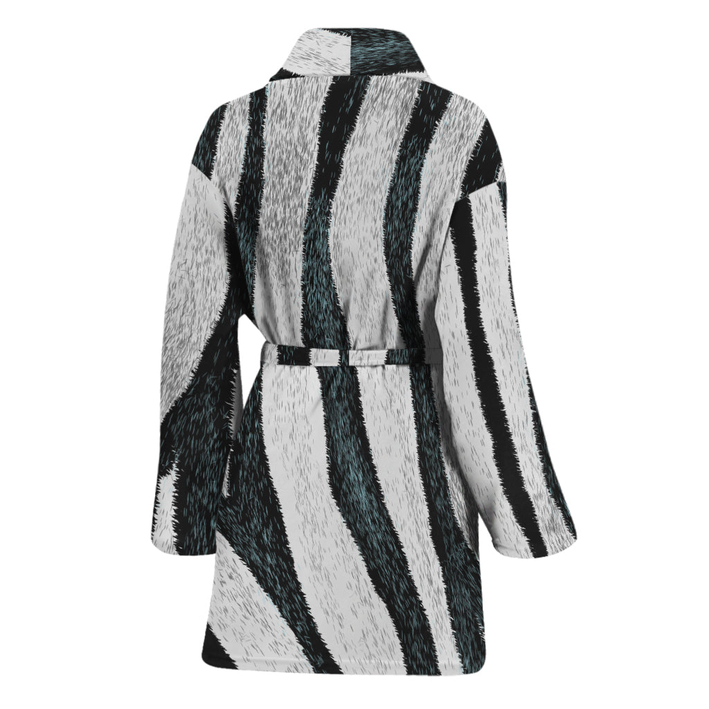 White Tiger Stripe Pattern Print Women's Bathrobe