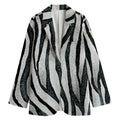 White Tiger Stripe Pattern Print Women's Blazer