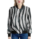 White Tiger Stripe Pattern Print Women's Bomber Jacket