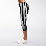 White Tiger Stripe Pattern Print Women's Capri Leggings