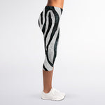White Tiger Stripe Pattern Print Women's Capri Leggings