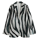 White Tiger Stripe Pattern Print Women's Cotton Blazer