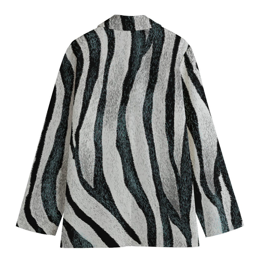 White Tiger Stripe Pattern Print Women's Cotton Blazer