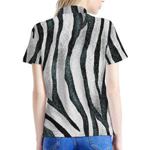 White Tiger Stripe Pattern Print Women's Polo Shirt