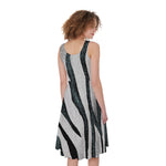 White Tiger Stripe Pattern Print Women's Sleeveless Dress