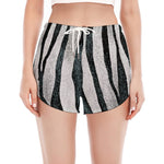 White Tiger Stripe Pattern Print Women's Split Running Shorts