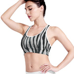 White Tiger Stripe Pattern Print Women's Sports Bra