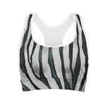 White Tiger Stripe Pattern Print Women's Sports Bra