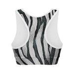 White Tiger Stripe Pattern Print Women's Sports Bra