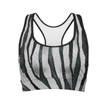 White Tiger Stripe Pattern Print Women's Sports Bra