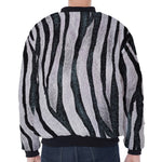 White Tiger Stripe Pattern Print Zip Sleeve Bomber Jacket