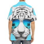 White Tiger With Sunglasses Print Aloha Shirt