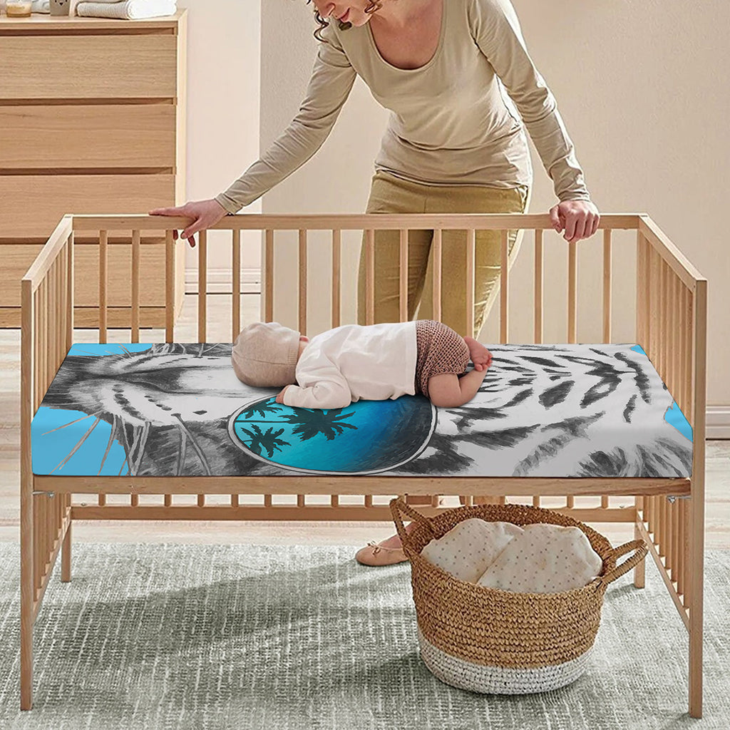White Tiger With Sunglasses Print Baby Crib Sheet