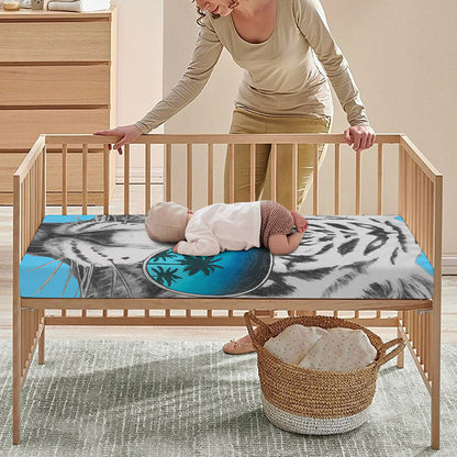 White Tiger With Sunglasses Print Baby Crib Sheet