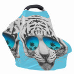 White Tiger With Sunglasses Print Baby Seat Cover