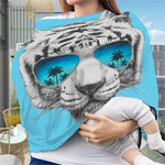 White Tiger With Sunglasses Print Baby Seat Cover