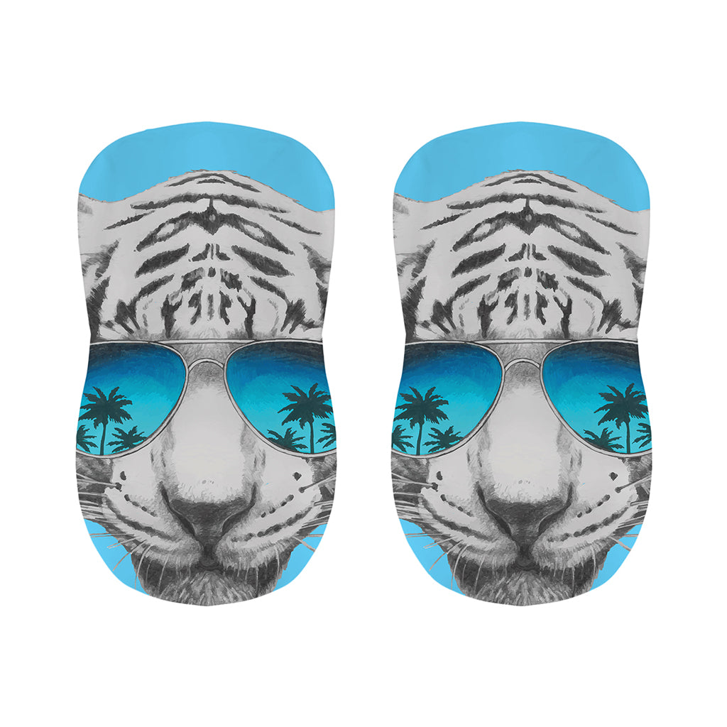 White Tiger With Sunglasses Print Bar Stool Covers