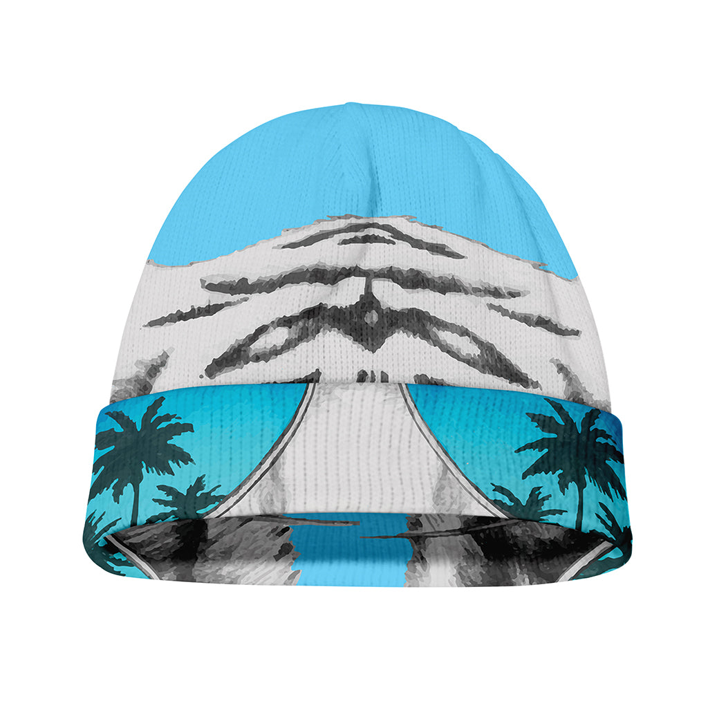 White Tiger With Sunglasses Print Beanie