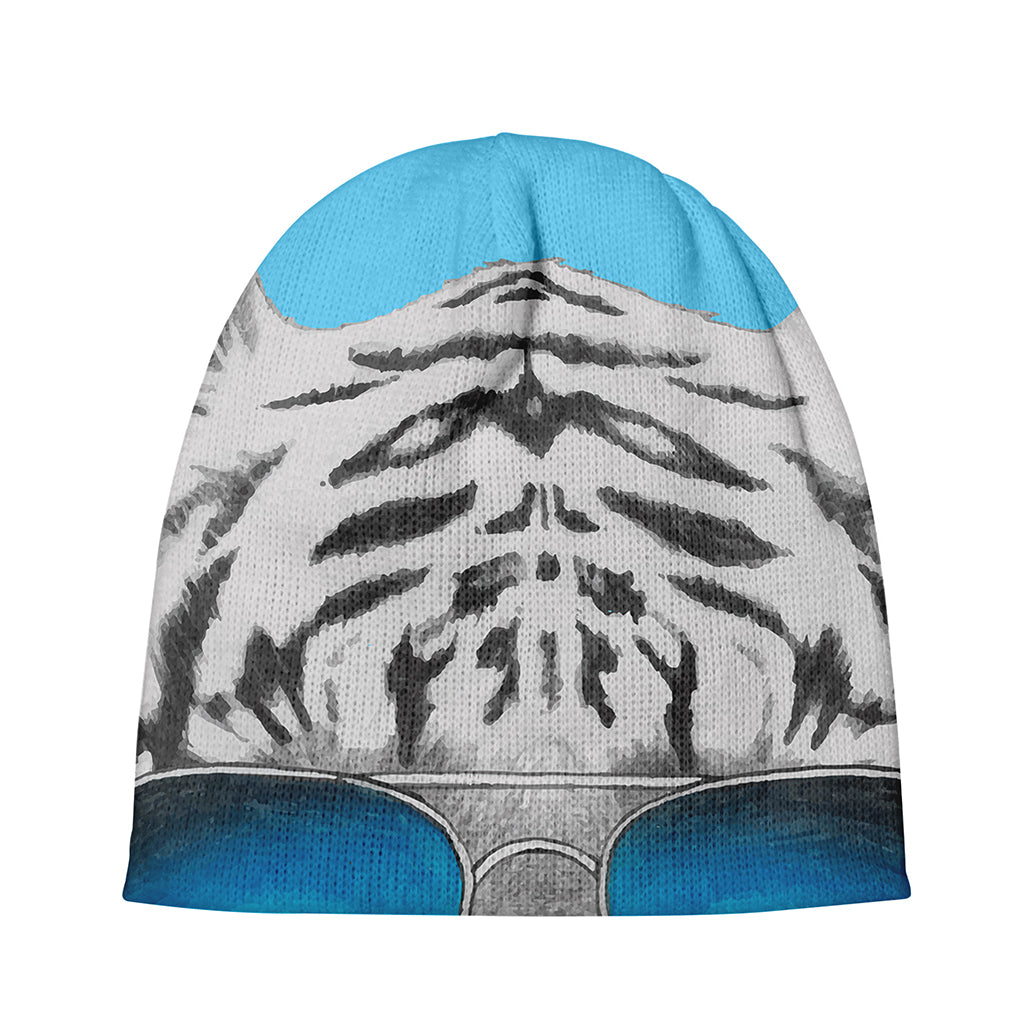 White Tiger With Sunglasses Print Beanie