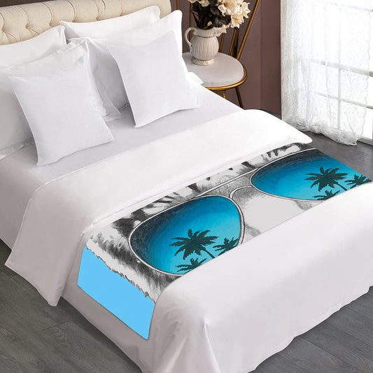 White Tiger With Sunglasses Print Bed Runner