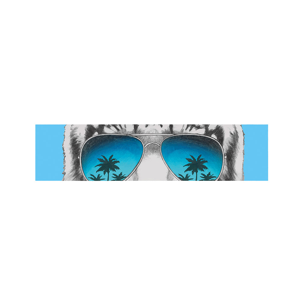 White Tiger With Sunglasses Print Bed Runner