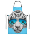 White Tiger With Sunglasses Print Bib Apron With Pocket