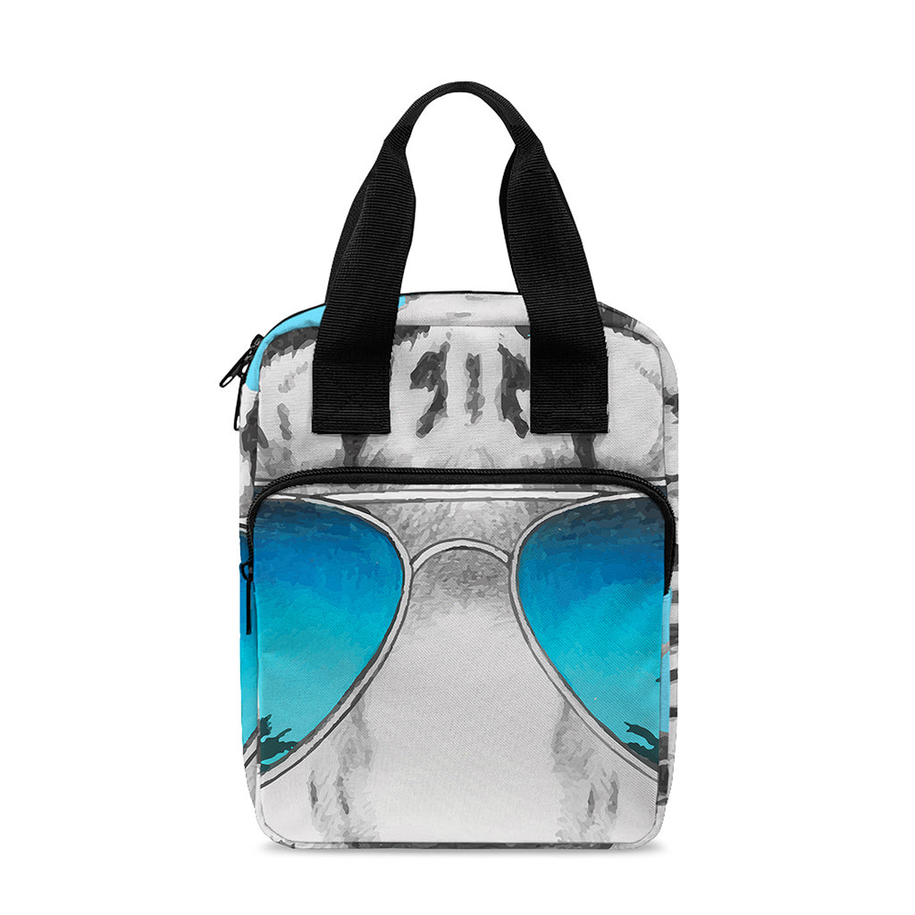 White Tiger With Sunglasses Print Bible Tote Bag