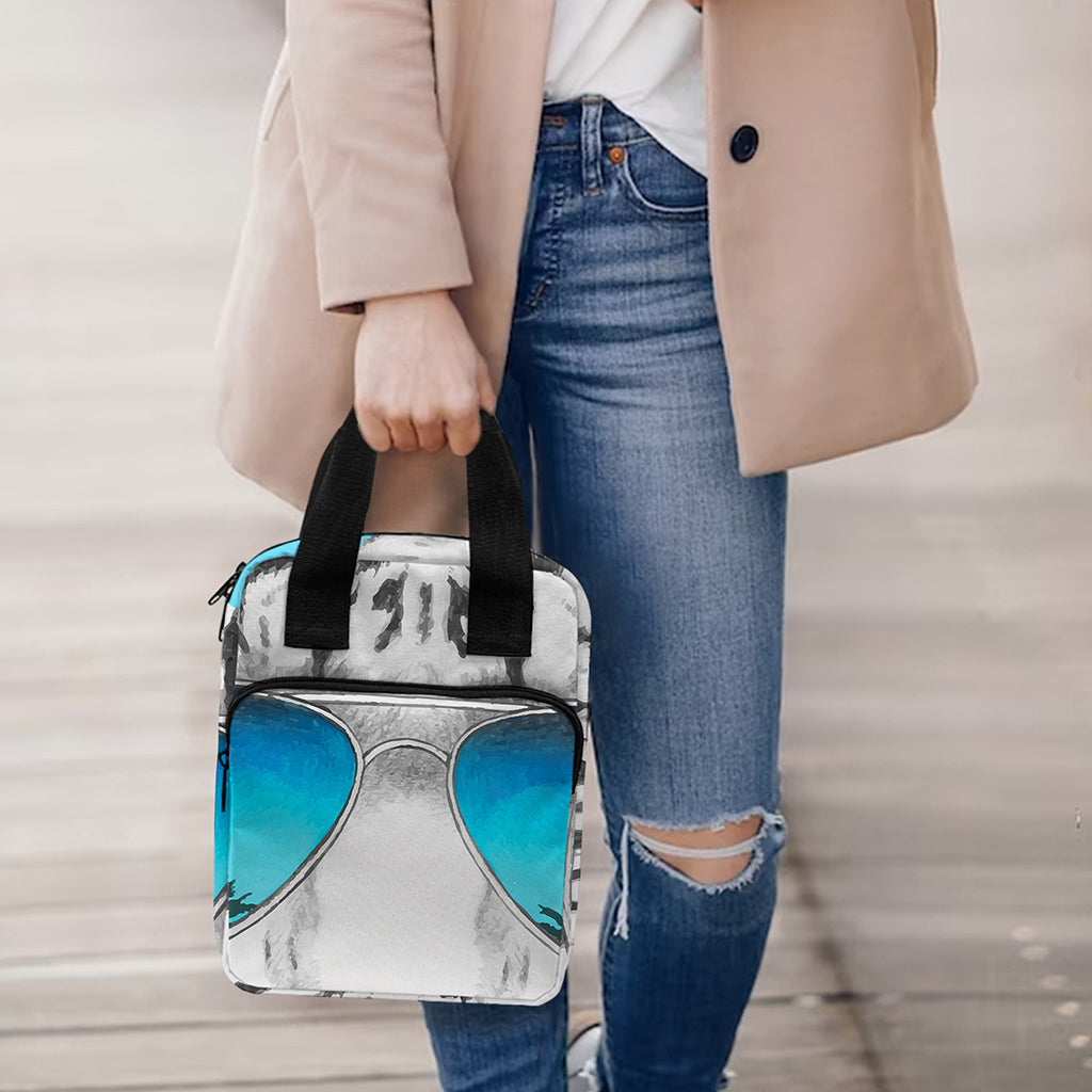 White Tiger With Sunglasses Print Bible Tote Bag