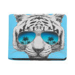 White Tiger With Sunglasses Print Bifold Wallet