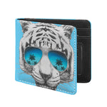 White Tiger With Sunglasses Print Bifold Wallet