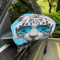 White Tiger With Sunglasses Print Car Side Mirror Covers