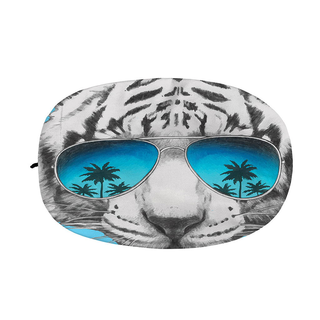 White Tiger With Sunglasses Print Car Side Mirror Covers