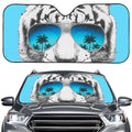 White Tiger With Sunglasses Print Car Windshield Sun Shade