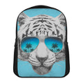 White Tiger With Sunglasses Print Casual Backpack