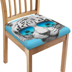 White Tiger With Sunglasses Print Chair Cushion Cover