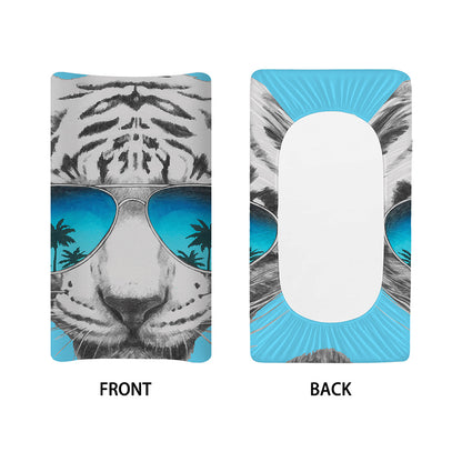 White Tiger With Sunglasses Print Changing Pad Cover