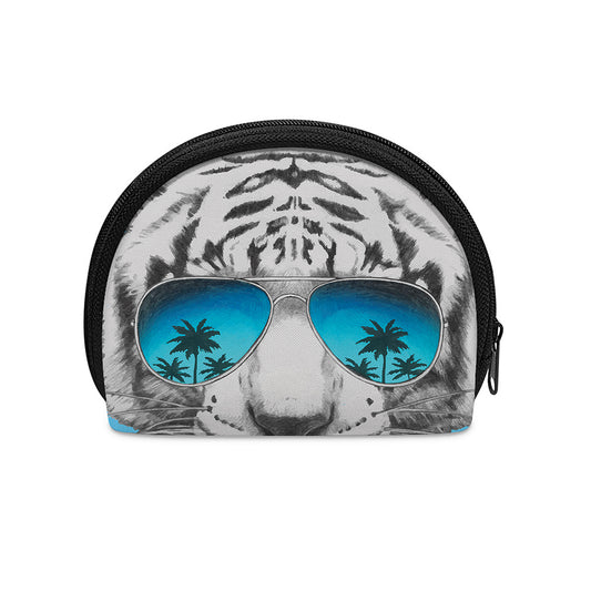 White Tiger With Sunglasses Print Coin Purse