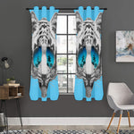 White Tiger With Sunglasses Print Curtain