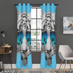 White Tiger With Sunglasses Print Curtain