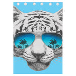 White Tiger With Sunglasses Print Curtain