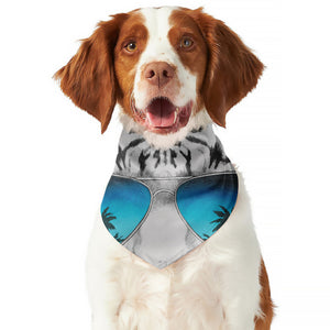 White Tiger With Sunglasses Print Dog Bandana