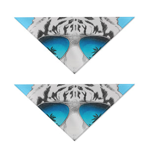 White Tiger With Sunglasses Print Dog Bandana